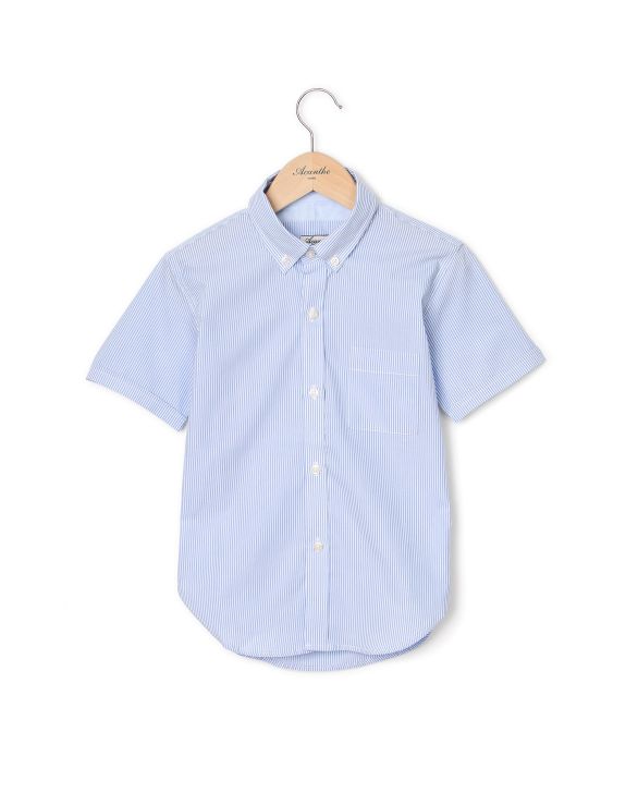 Chemise manches courtes fine rayure ciel