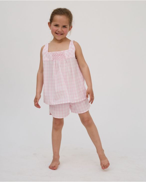 Pyjashort vichy rose pâle