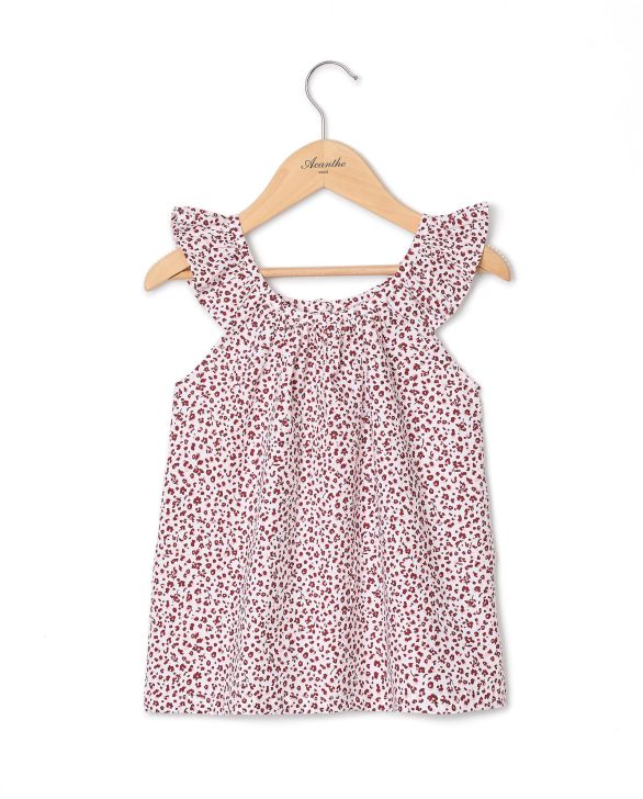 Pyjashort volant imprimé fleur bicolore