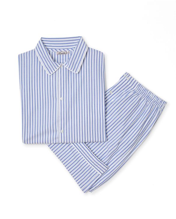 Pyjama long rayure large bleu/blanc