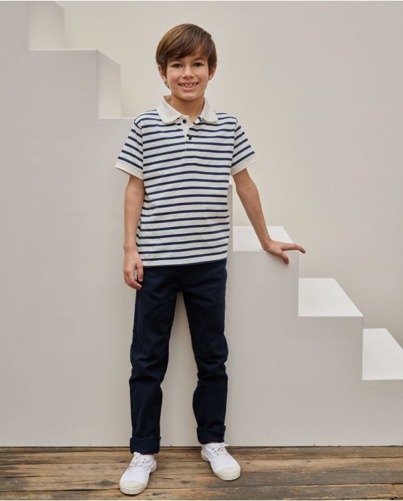 Polo jersey manches courtes écru