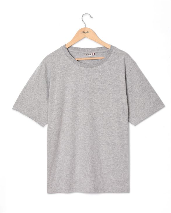 Tee shirt col rond gris chiné