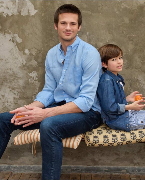 Chemise col boutonné lin dutch blue