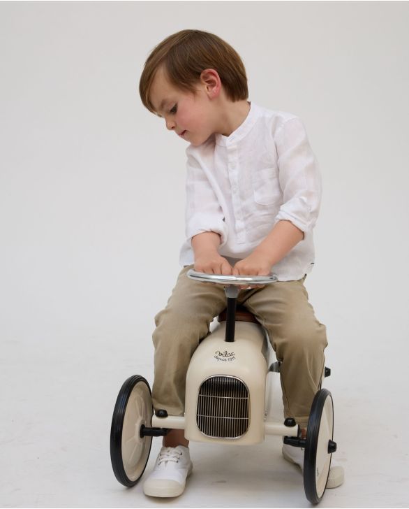 Chemise col mao lin blanc