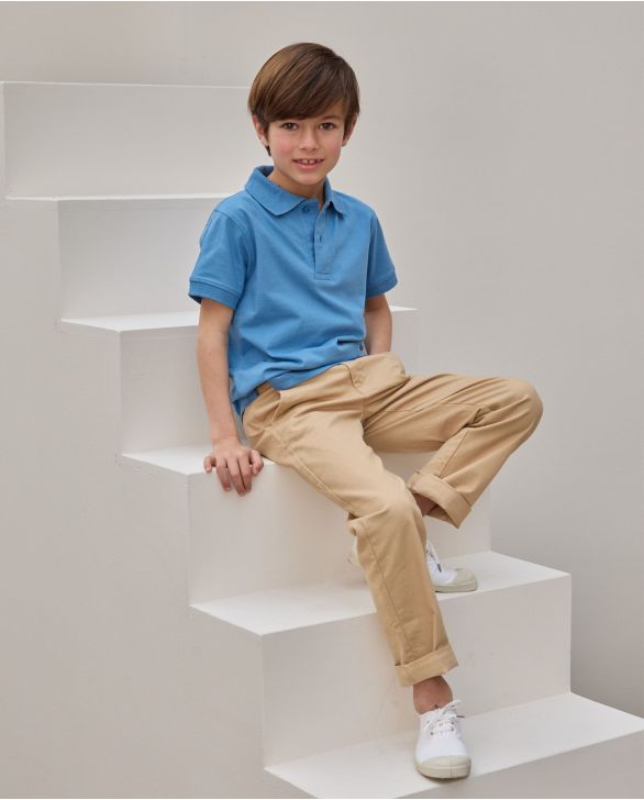 Polo jersey manches courtes bleu