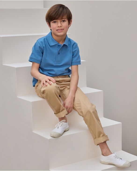 Polo piqué manches courtes bleu