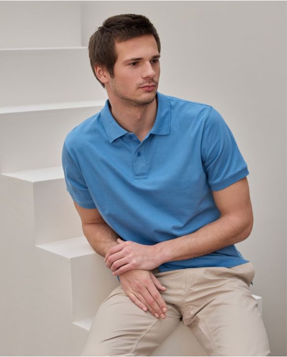 Polo jersey manches courtes bleu