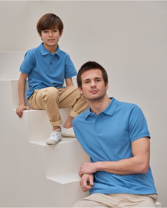 Polo piqué manches courtes bleu