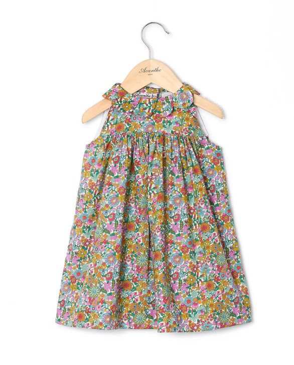 Robe emmanchure américaine col pétale en tissu Liberty June Blossom