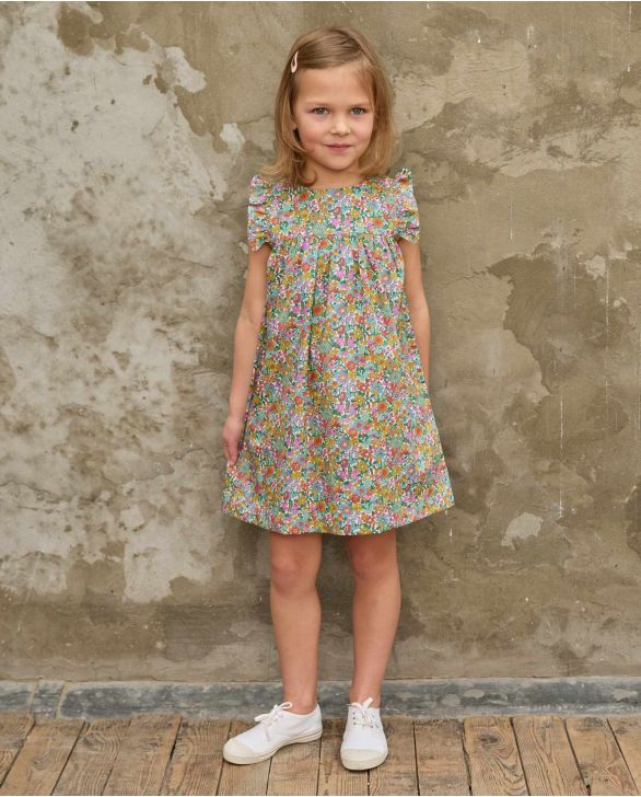 Robe volant épaule en tissu Liberty June Blossom
