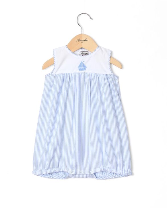 Barboteuse sans manches rayure ciel