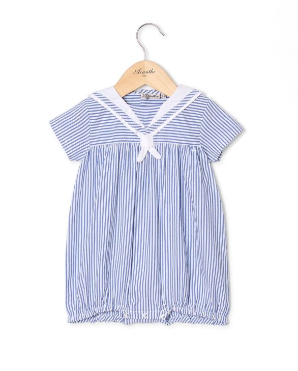 Barboteuse col marin seersucker bleu