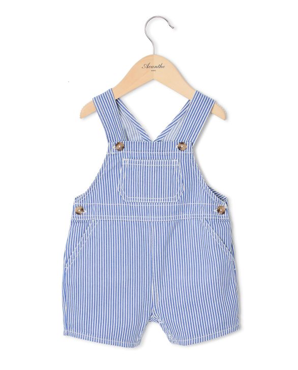 Salopette courte twill rayé bleu 