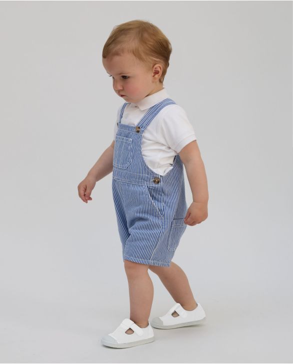 Salopette courte twill rayé bleu 