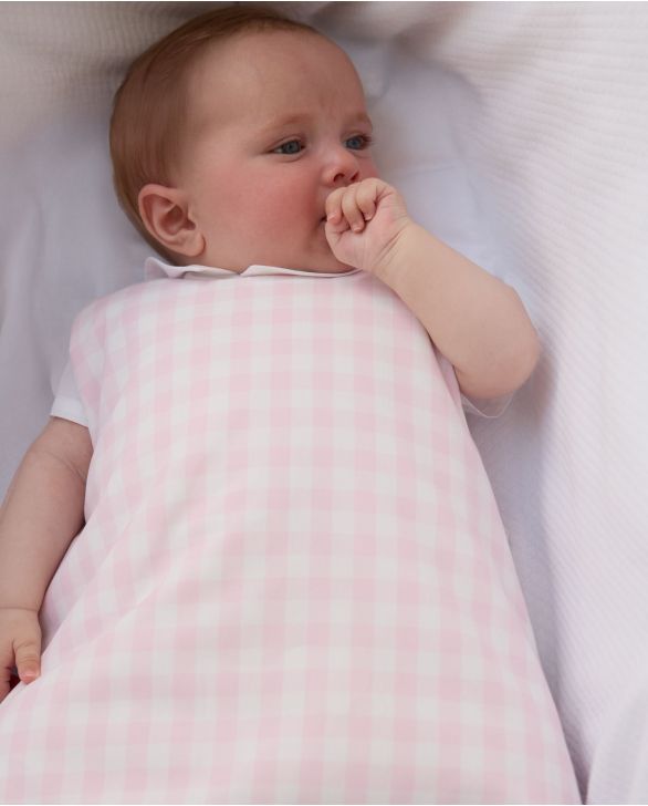 Gigoteuse sans manches gros vichy rose pâle