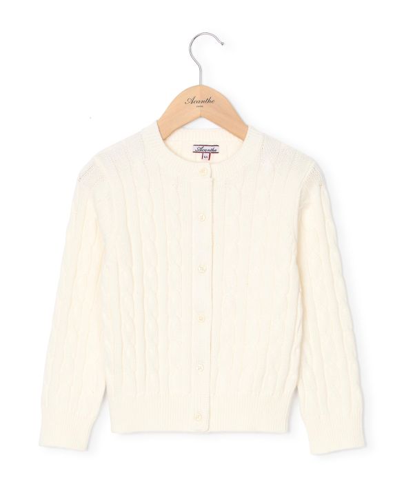 Cardigan torsades coton écru