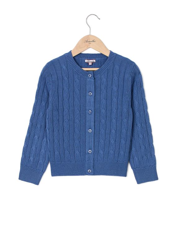 Cardigan torsades coton bleu