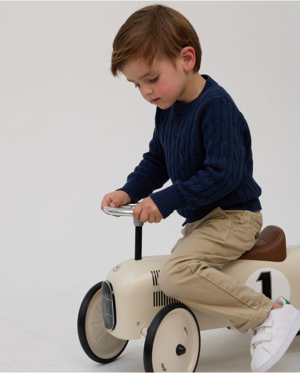 Pull torsades coton marine