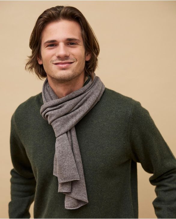 Echarpe taupe 100% cachemire