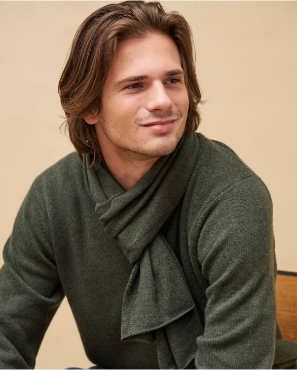 Echarpe kaki 100% cachemire