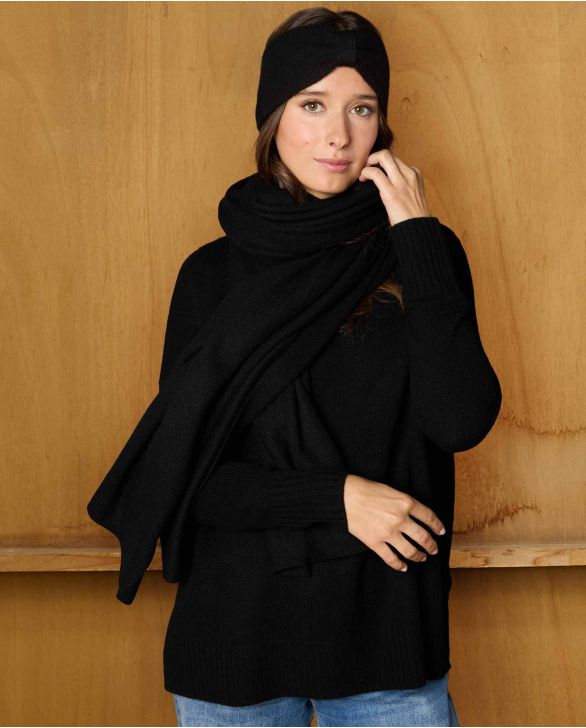 Bandeau noir 100% cachemire