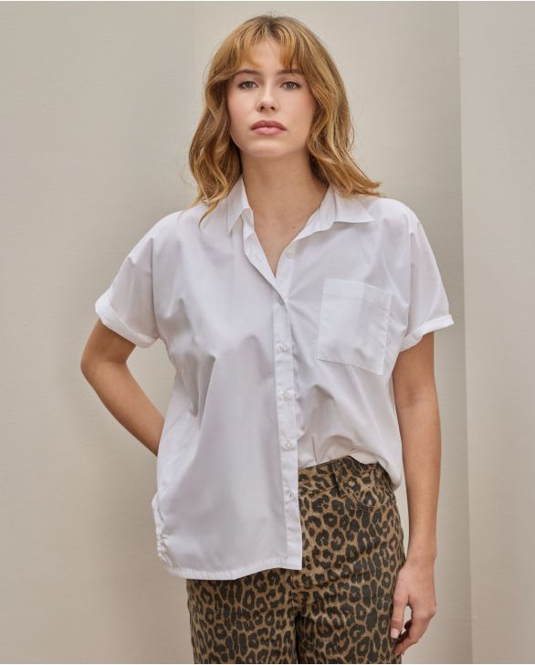 Chemisier manches courtes oversize blanc