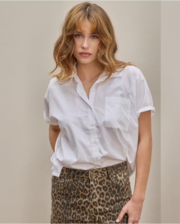 Chemisier manches courtes oversize blanc