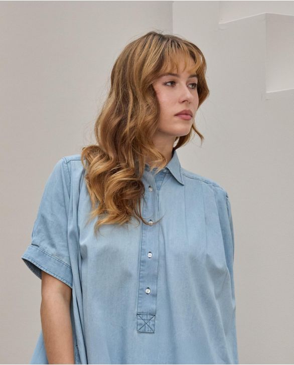 Robe ample plis plats denim