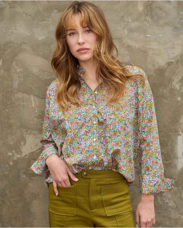 Chemisier manches longues oversize en tissu Liberty June Blossom