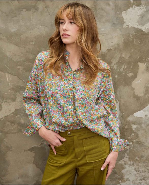 Chemisier manches longues oversize en tissu Liberty June Blossom