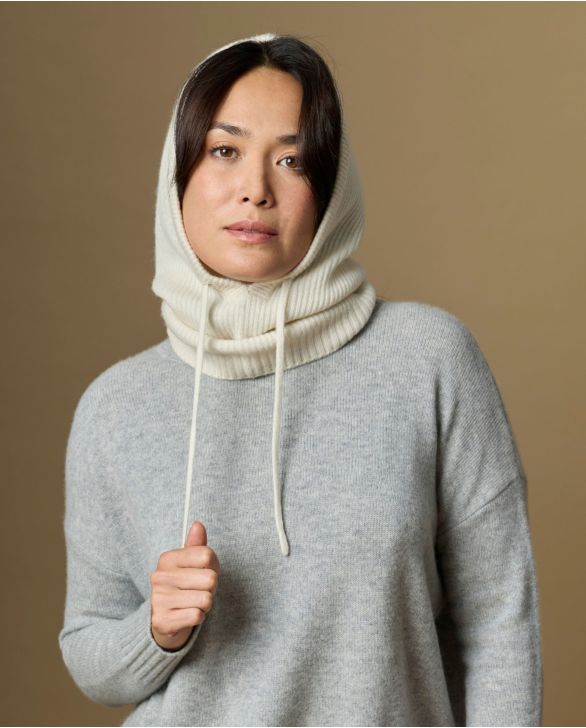 cagoule EMMA côtes 100% cachemire