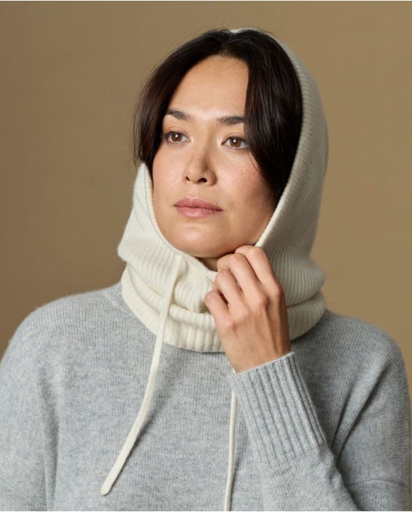 cagoule EMMA côtes 100% cachemire