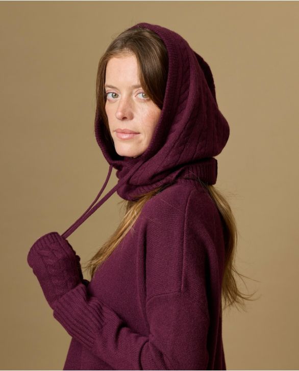 cagoule EMMA torsades 100% cachemire