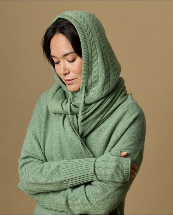 cagoule EMMA torsades 100% cachemire
