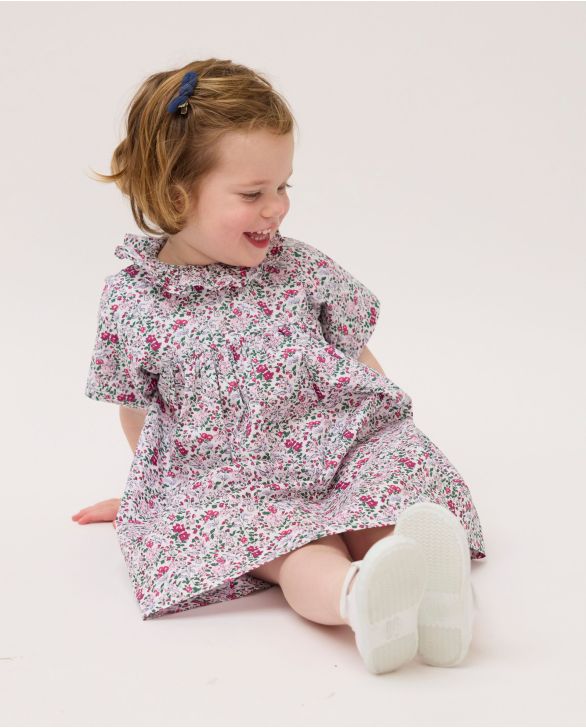 Robe manche kimono imprimé fleur rose