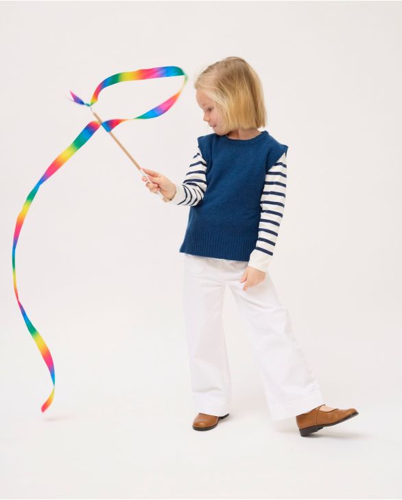 Pull sans manches marine clair 100% lambswool 