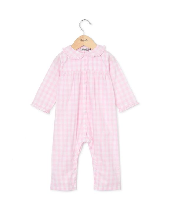 Pyjama combinaison gros vichy rose pâle