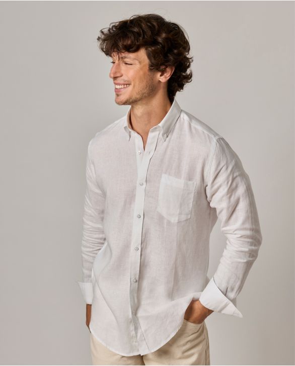 chemise col boutonné lin 