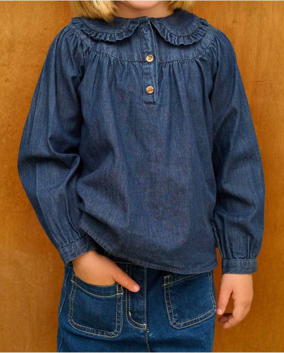 Blouse plastron denim