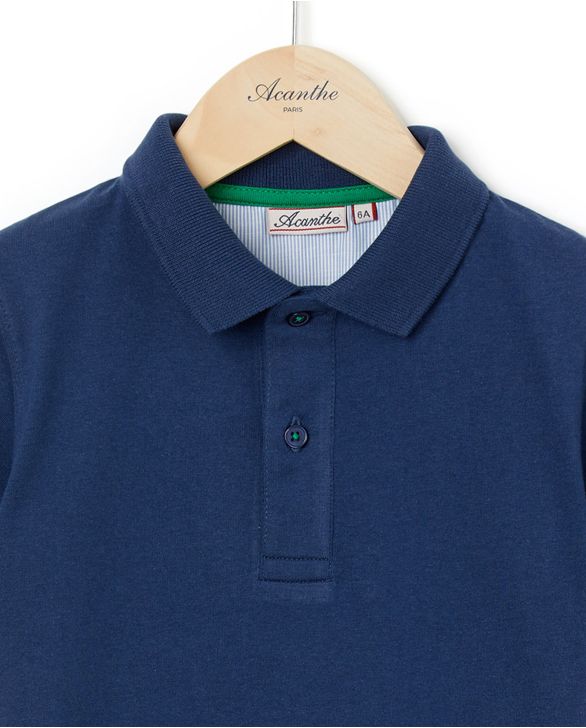 Polo jersey manches courtes marine 12a-14a