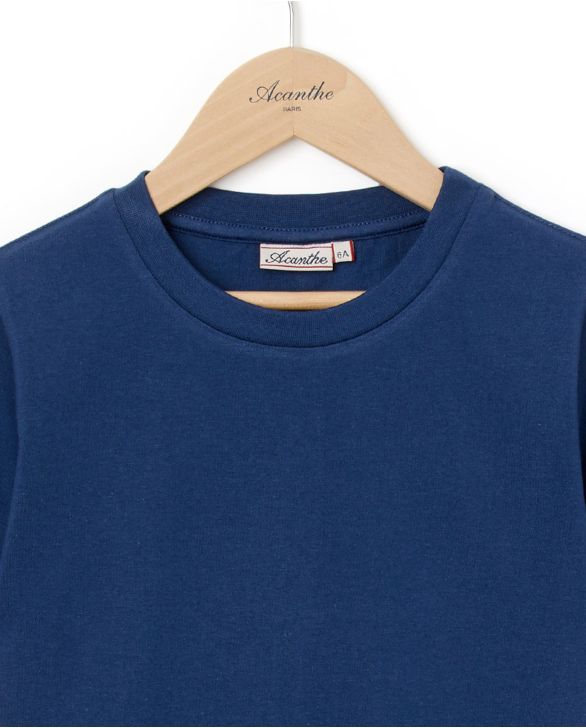 Tee shirt col rond marine 12a-14a