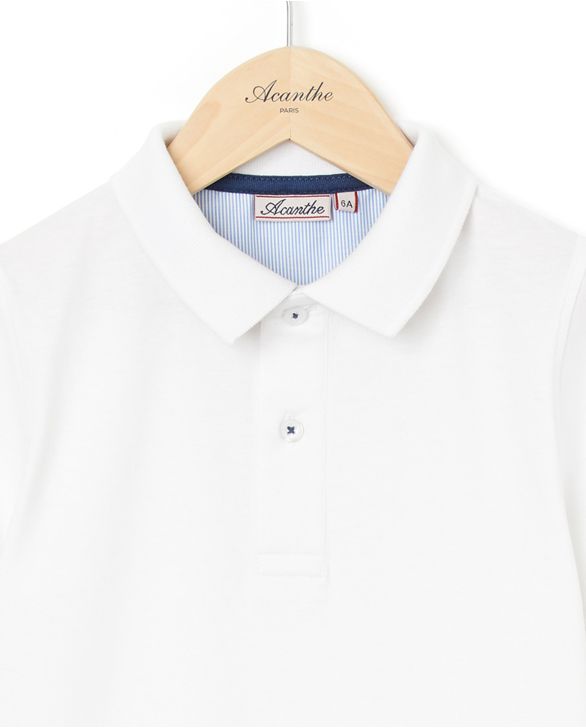 Polo jersey manches courtes blanc 12a-14a