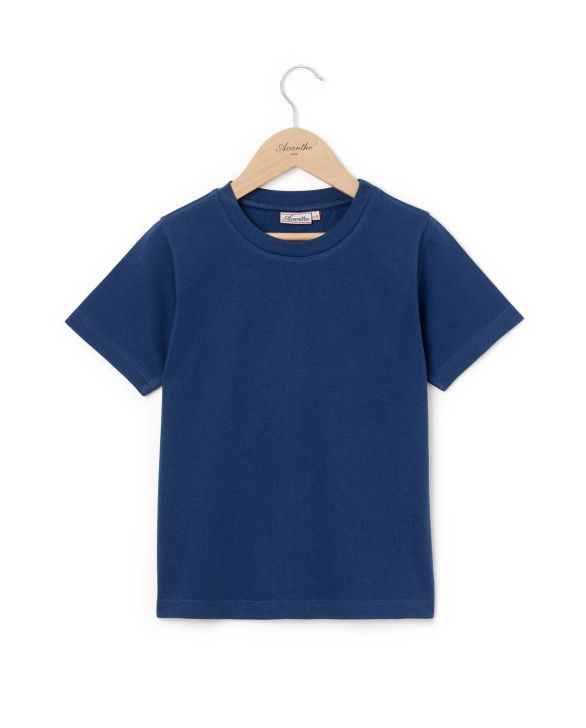Tee shirt col rond marine 12a-14a