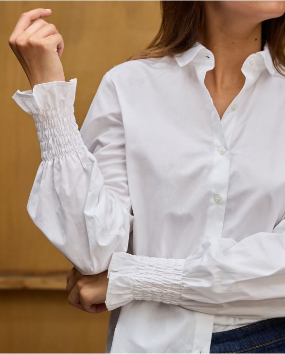Blouse poignets smockés blanc 