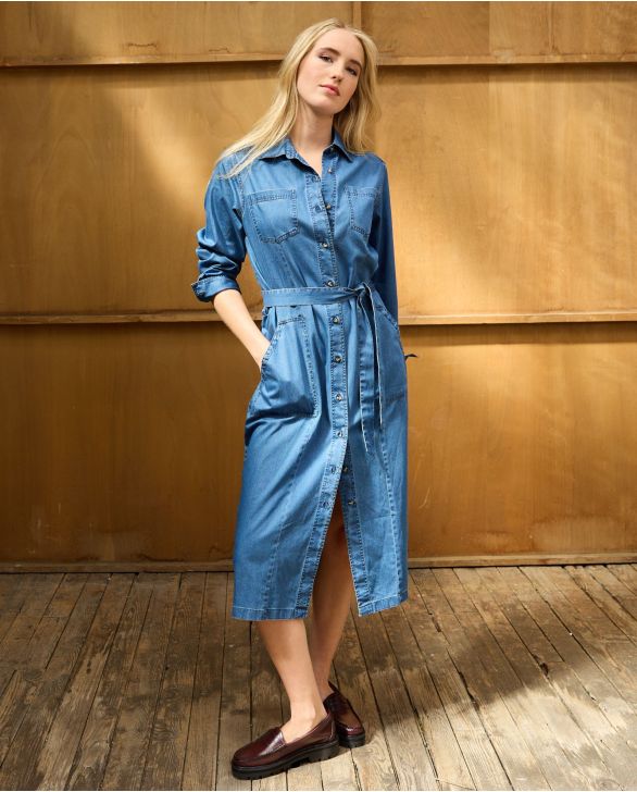 Robe mi-longue en denim 