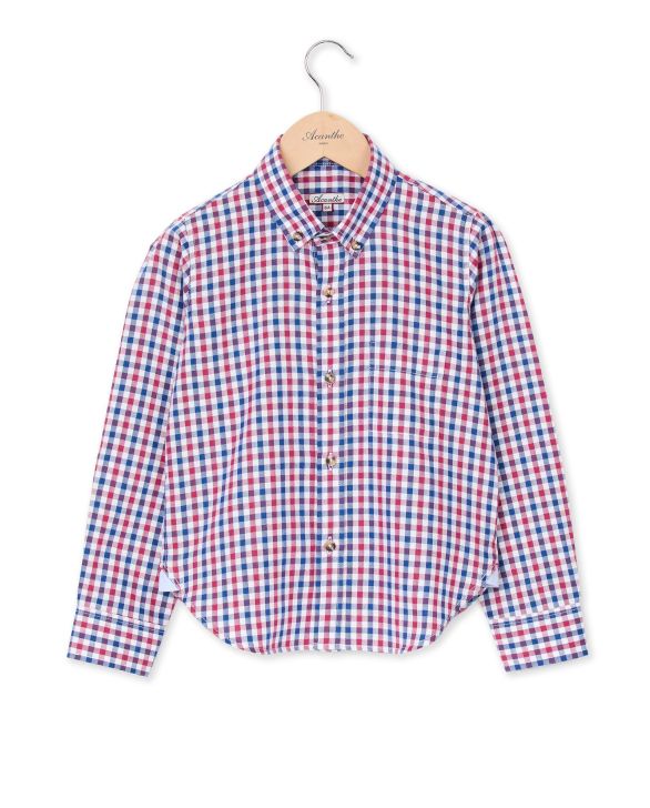 Chemise flanelle manches longues vichy bleu/rouge