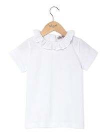 T-shirt col volanté blanc 