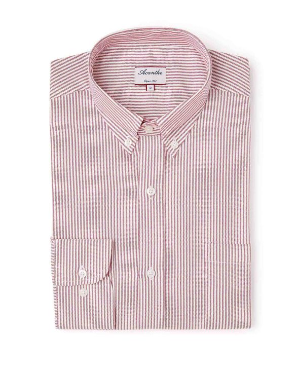 Chemise regular col boutonné oxford rayé rouge