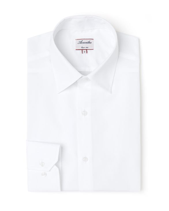 Chemise regular col italien popeline blanche