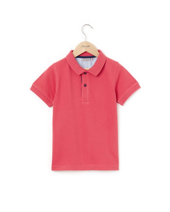 Polo piqué manches courtes framboise 12a-14a
